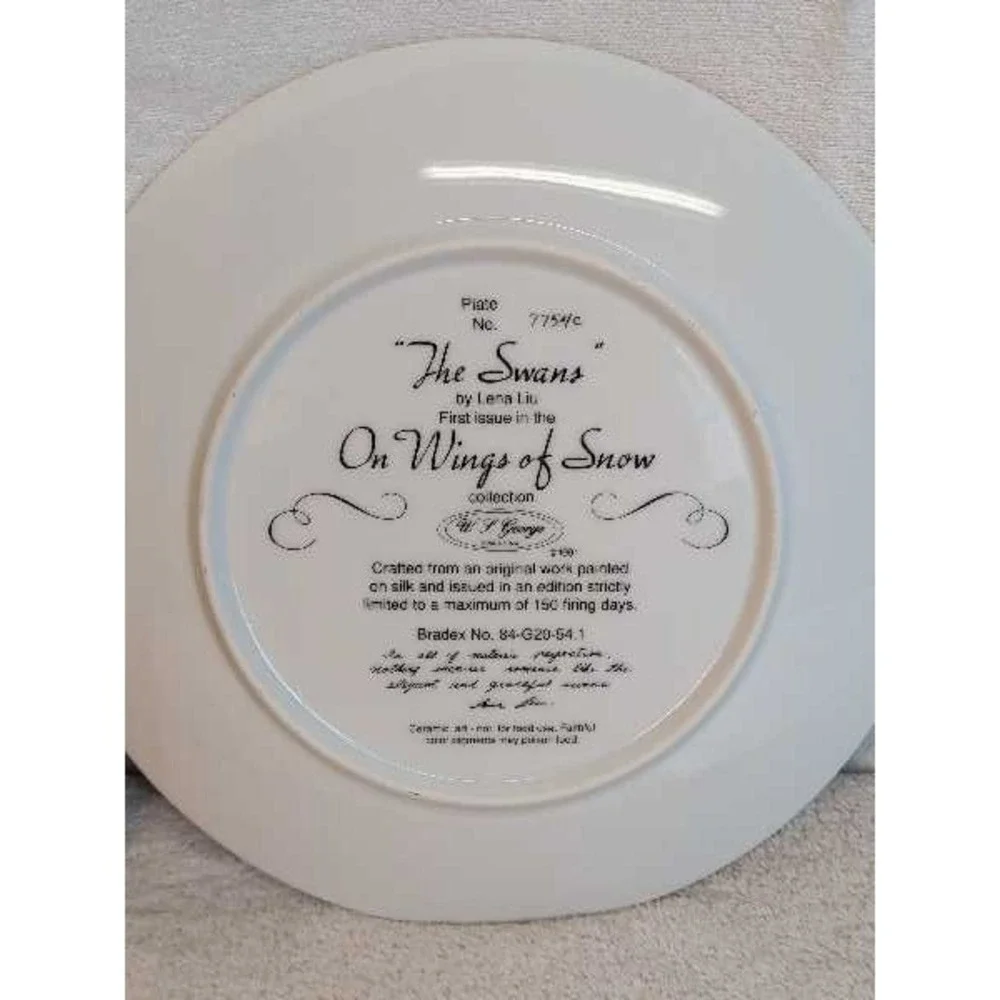 W.F. George The Swans Plate First Issue Lena Liu Art Collectible Porcelain